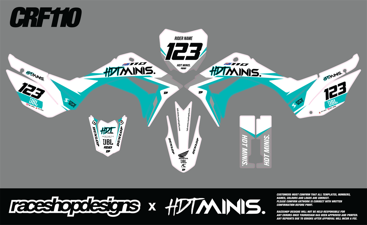 HDTMINIS HONDA TEAL GRAPHICS KIT