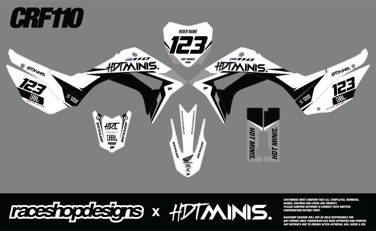 HDTMINIS BLACK & WHITE GRAPHICS KIT